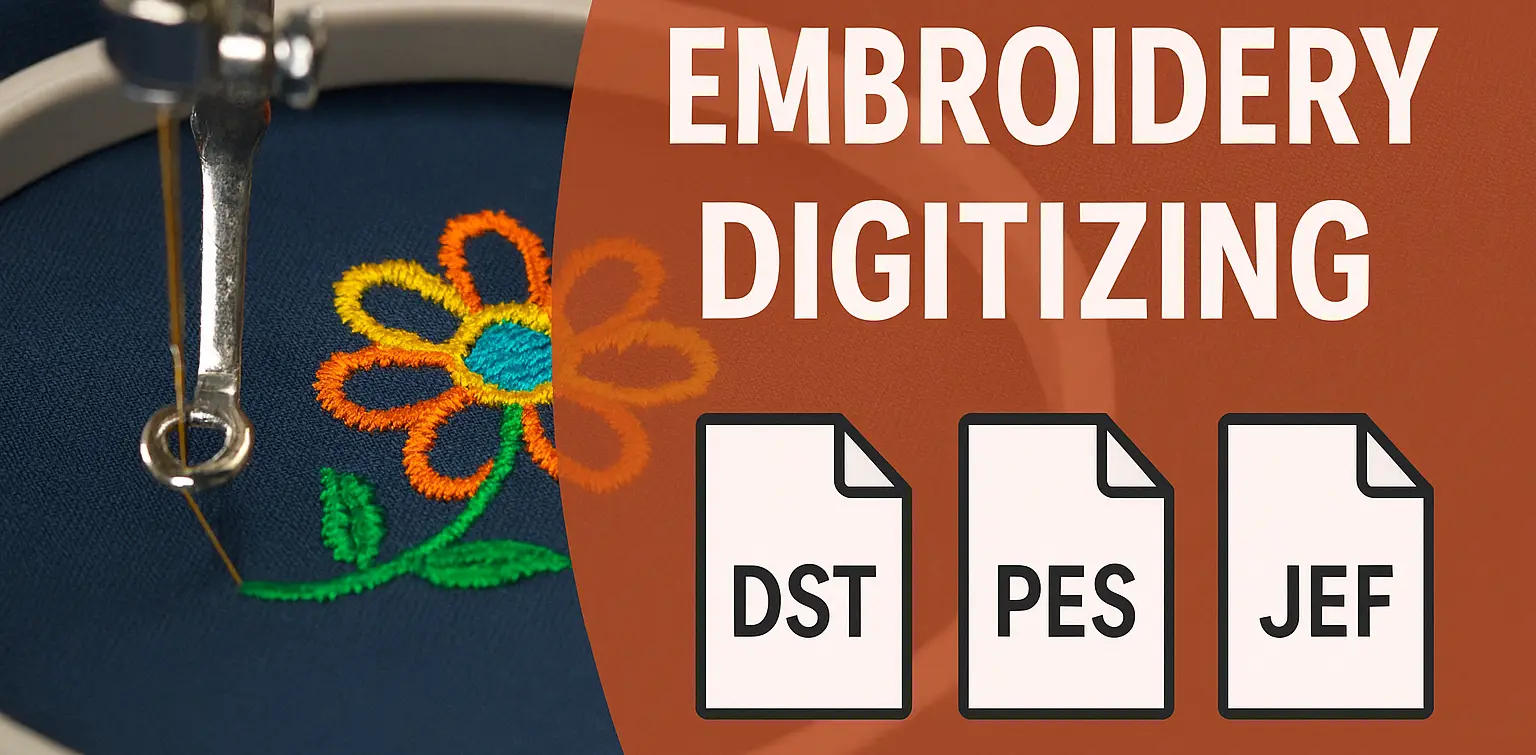 embroidery digitizing file formats like JEF,PES,DST
