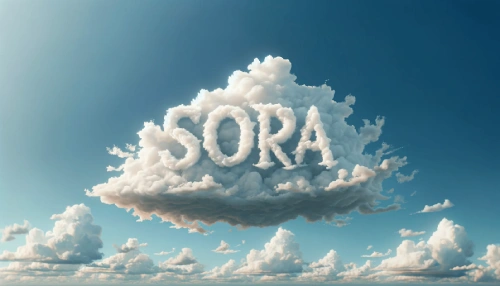 Clouds forming text 'SORA'
